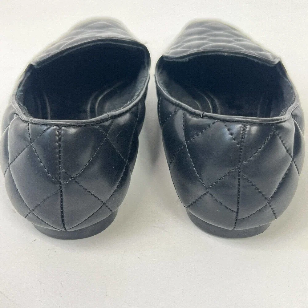 Zara Black Quilted Loafers Flats Size38 US 7.5 Slip on